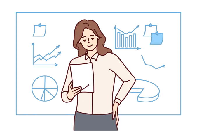 Business woman doing data analysis  Illustration