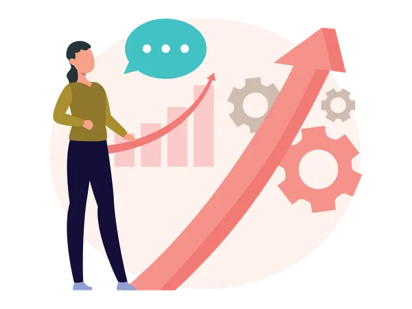 Business Woman doing data analysis  Illustration