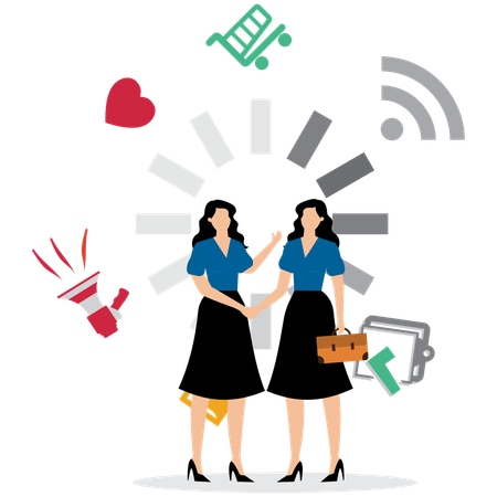 Business woman doing Digital Business Contract  Illustration