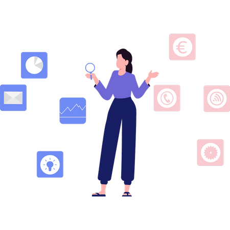 Business woman doing financial analysis  Illustration