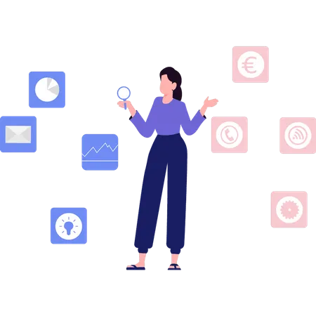 Business woman doing financial analysis  Illustration