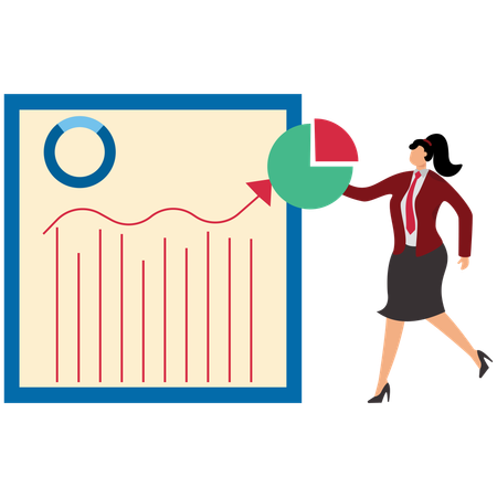 Business Woman Doing Investment Analysis To Adjust Investment Plans  Illustration