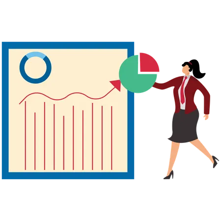 Business Woman Doing Investment Analysis To Adjust Investment Plans  Illustration