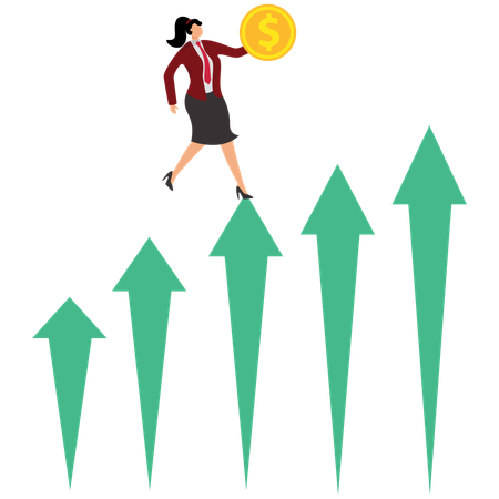 Business Woman Doing Investments That Provide Increasing Returns  Illustration