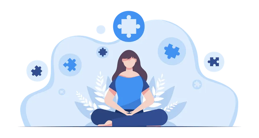 Business woman doing meditation for idea creation  Illustration