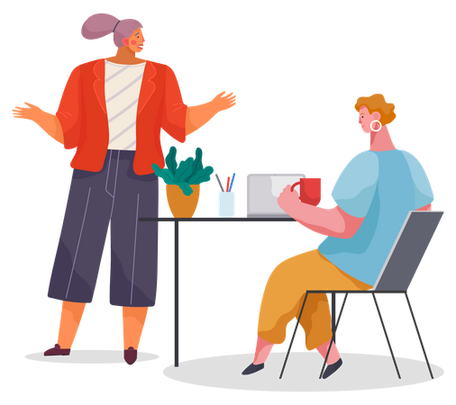 Business woman doing meeting Illustration