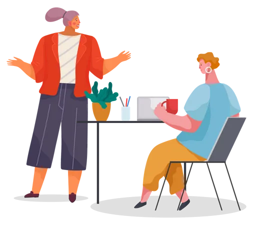 Business woman doing meeting Illustration