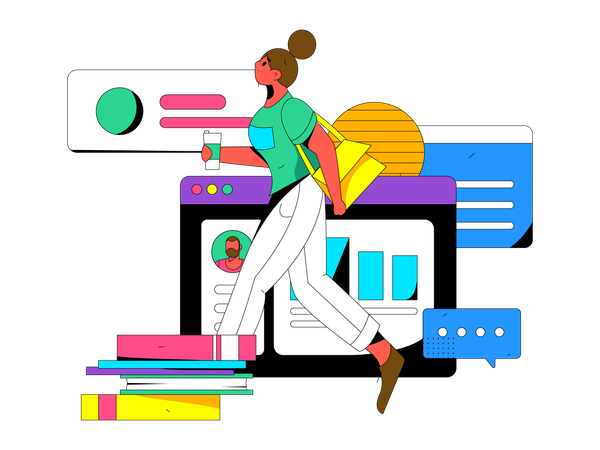 Business woman doing online collaboration  일러스트레이션