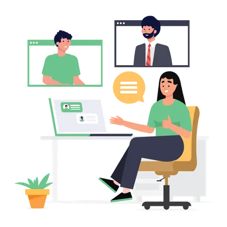 Business woman doing online meeting  Illustration