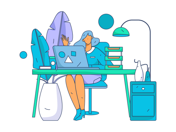 Business woman doing online meeting  Illustration