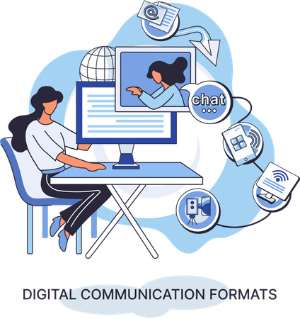 Business woman doing online meeting  Illustration