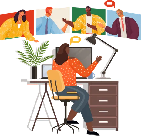 Business woman doing online meeting  Illustration