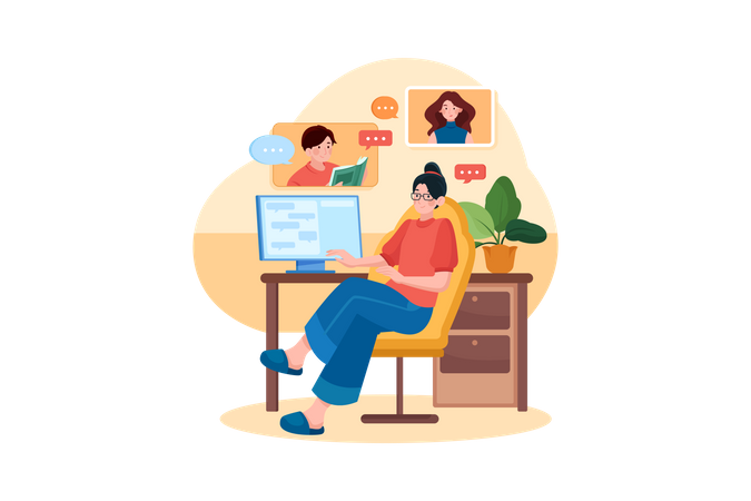 Business woman doing online meeting  Illustration