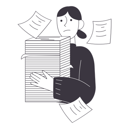 Business woman doing paperwork Illustration