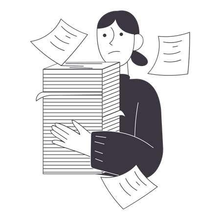 Business woman doing paperwork  Illustration