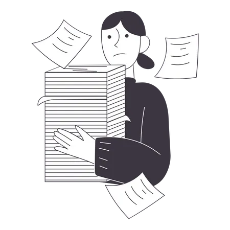 Business woman doing paperwork  Illustration