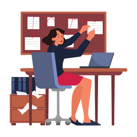 Business woman doing paperwork  Illustration