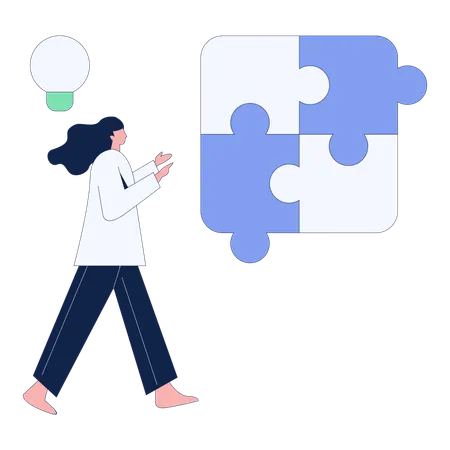 Business woman doing problem solving  Illustration