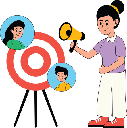 Business woman doing target audience marketing  Illustration