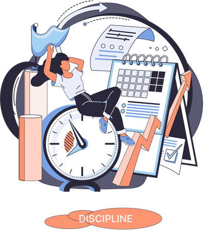 Business woman doing Time management  Illustration