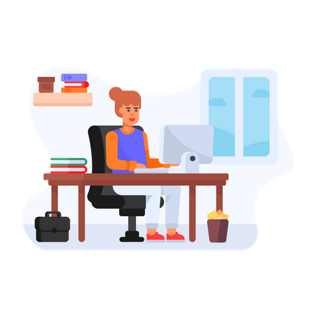 Business woman doing virtual job  Illustration