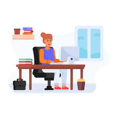 Business woman doing virtual job  Illustration