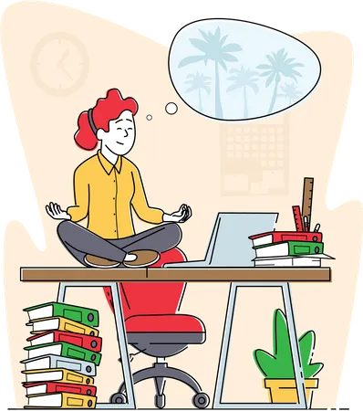 Business woman doing yoga meditation  Illustration