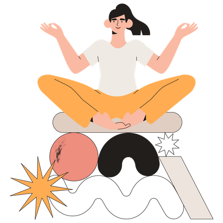 Business woman doing yoga meditation  Illustration