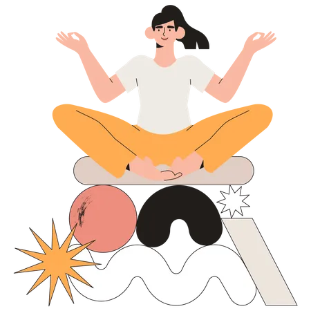 Business woman doing yoga meditation  Illustration