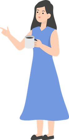 Business Woman Drinking Coffee  Illustration