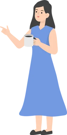 Business Woman Drinking Coffee  Illustration