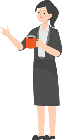 Business Woman Drinking Coffee  Illustration