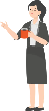 Business Woman Drinking Coffee  Illustration