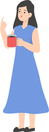 Business Woman Drinking Coffee  Illustration