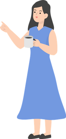 Business Woman Drinking Coffee  Illustration