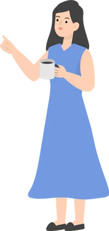 Business Woman Drinking Coffee  Illustration