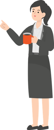 Business Woman Drinking Coffee  Illustration