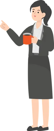 Business Woman Drinking Coffee  Illustration