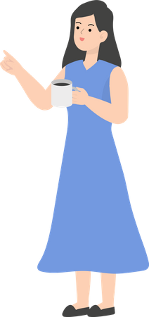 Business Woman Drinking Coffee  Illustration