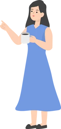 Business Woman Drinking Coffee  Illustration