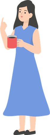 Business Woman Drinking Coffee  Illustration