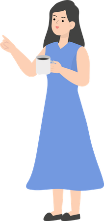 Business Woman Drinking Coffee  Illustration