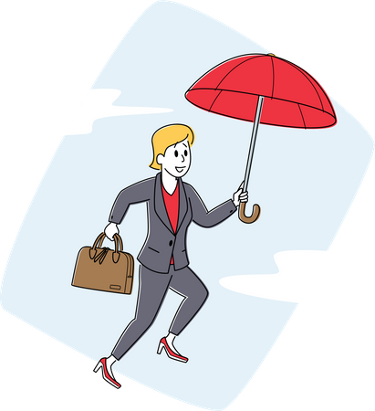 Business woman feeling happy by business insurance Illustration