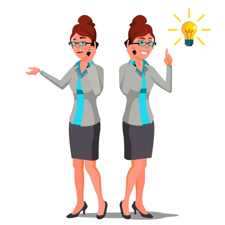 Business Woman Finding Problem Solution  Illustration