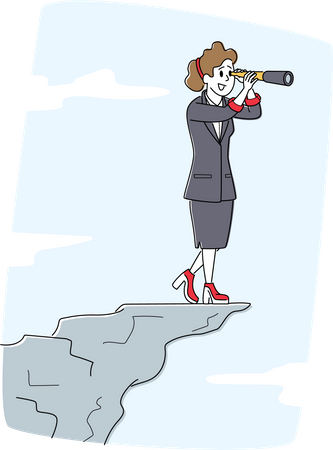 Business woman finding business target  Illustration