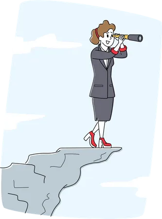 Business woman finding business target  Illustration