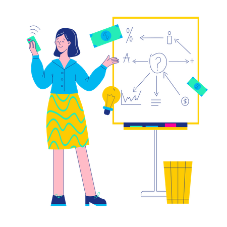 Business woman getting profit  Illustration