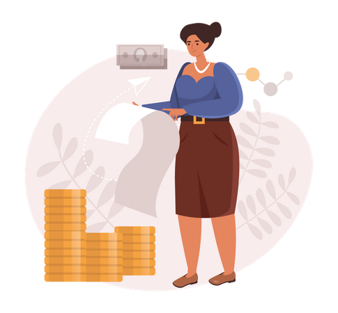 Business woman getting profit in investment  Illustration