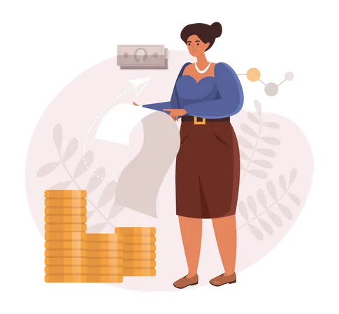 Business woman getting profit in investment  Illustration