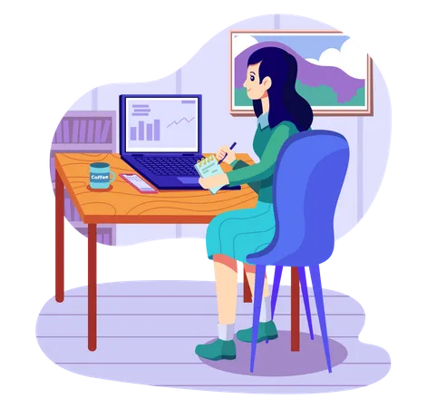 Business woman giving presentation in online meeting  Illustration